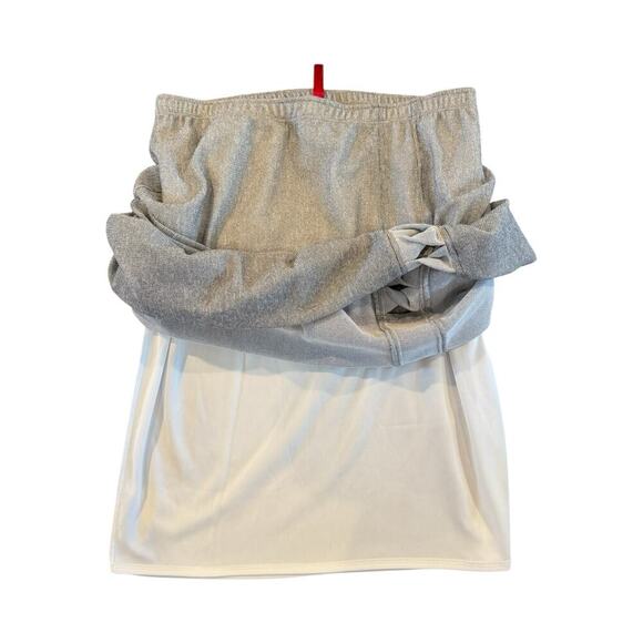 IC by Connie K Sheer Silver Grey Skirt XL Lattice Detail Lined USA Made NWT - Picture 7 of 9